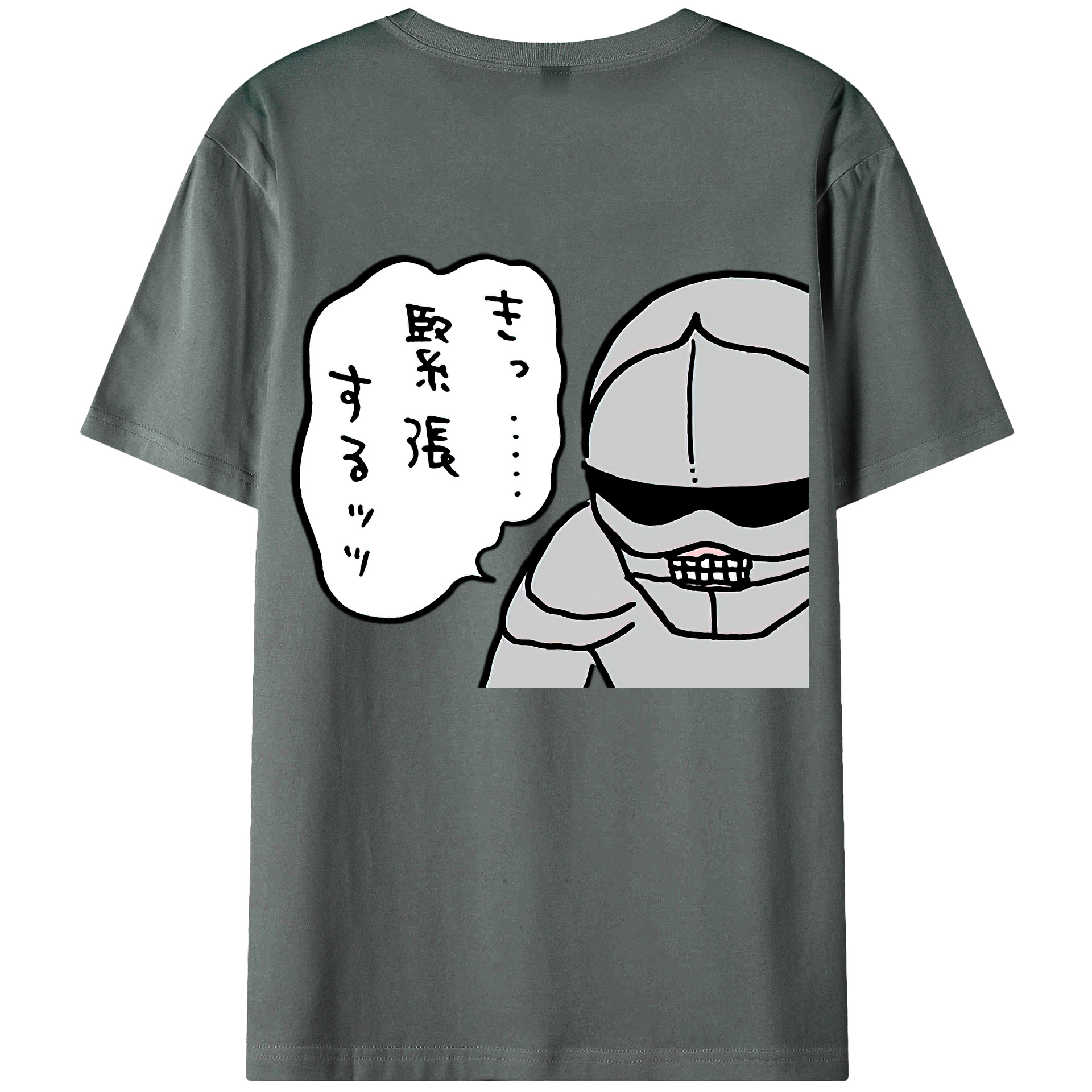 （画像用） ちいかわ 労働の鎧さん Chii-kawa Mr. Armor of Labor 綿100％ メンズ半袖Tシャツ（バックプリント） 通気性